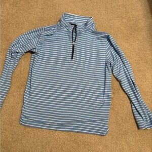 Crewcuts Active Quarter Zip Pullover – Blue & White Stripe – Size 6–7